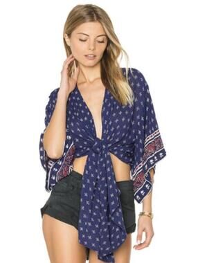 Faithfull the Brand Blue Patterned Boheme Kimono - Size - 6